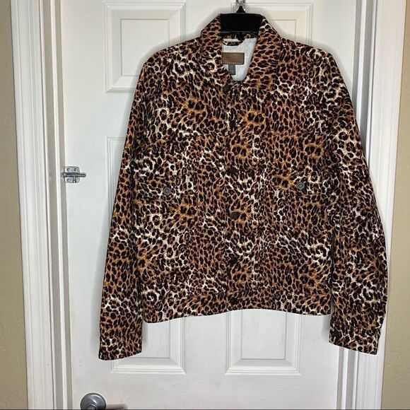 ASOS Design Denim Jacket in Leopard Print Size M - Picture 1 of 14